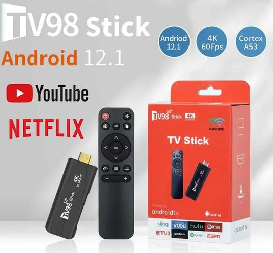 Ultra HD TV98 TV STICK, Android 12.1, 4k inteligente, 2.4G, 5G, Wi-Fi 1GB+8GB